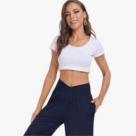 DACESLON Women's Wide Leg Casual Loose Pants Yoga Sweatpants V Crossover High Wa - Picture 2 of 8